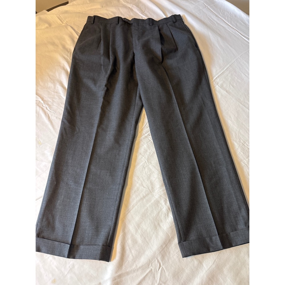 Lauren Ralph Lauren Total Comfort Dress Pants Mens 36x27.5 Gray Pleated Cuffed